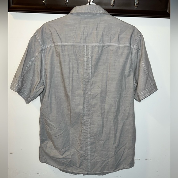 i Jeans by Buffalo Shirt Mens Short Sleeve Button Up Gray-White Size XL - Picture 6 of 6